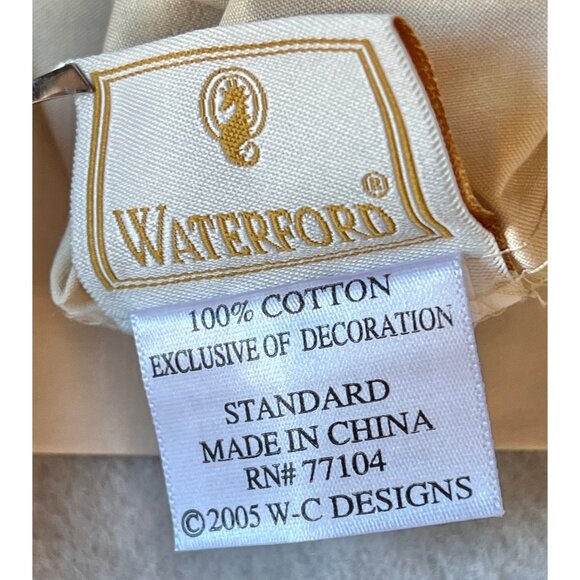 Waterford Dark Beige Pillow Case Embroidered Edge Standard Cotton VGUC - Picture 5 of 6